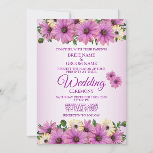 Elegant Pink Yellow Floral Rustic Wedding Kaart (Voorkant)