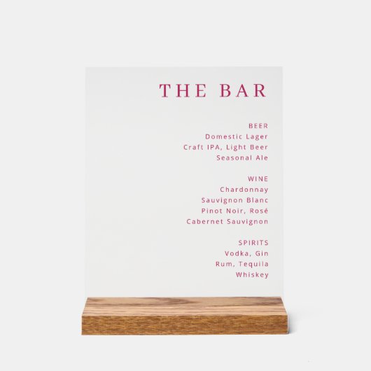 Elegant Pinkish-Red Minimalist Beverage Guide (Recto)