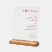 Elegant Pinkish-Red Minimalist Beverage Guide Acryl Bord (Hoek)
