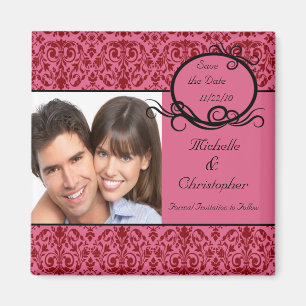 Elegant Pinks Damask Foto bewaart de Magnet Date M Magneet