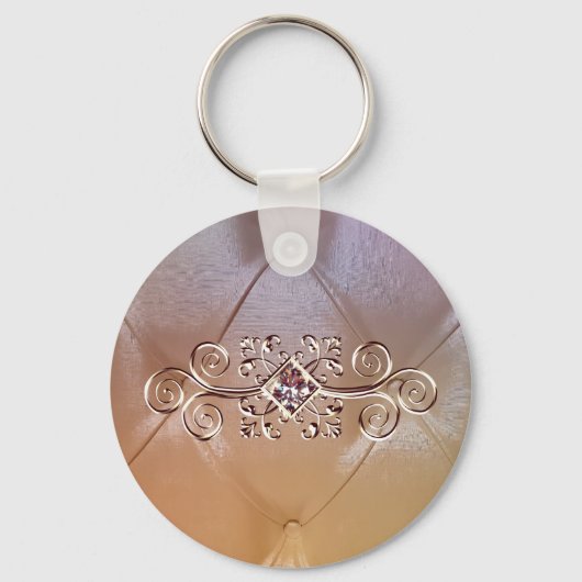 Elegant pintuck satin en roze diamant sleutelhanger (Voorkant)