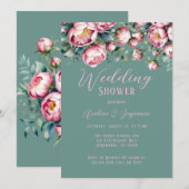 Elegant pioenroos boeket in Waterverf huwelijksdou Kaart (Voorkant / Achterkant)