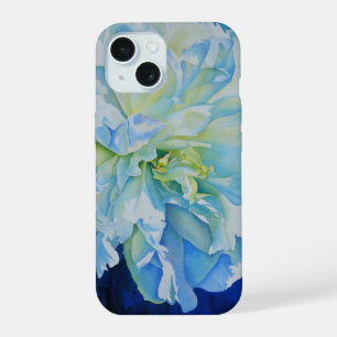 Élégant pivoine fleur florale aquarelle bleu blanc