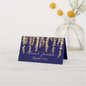 Elegant Place Card Twinkle Lights Gold Willow Leaf (Achterkant)