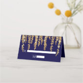 Elegant Place Card Twinkle Lights Gold Willow Leaf (Voorkant)