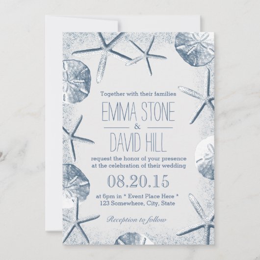 Elégant Plage Thème Mariage Invitations (Devant)