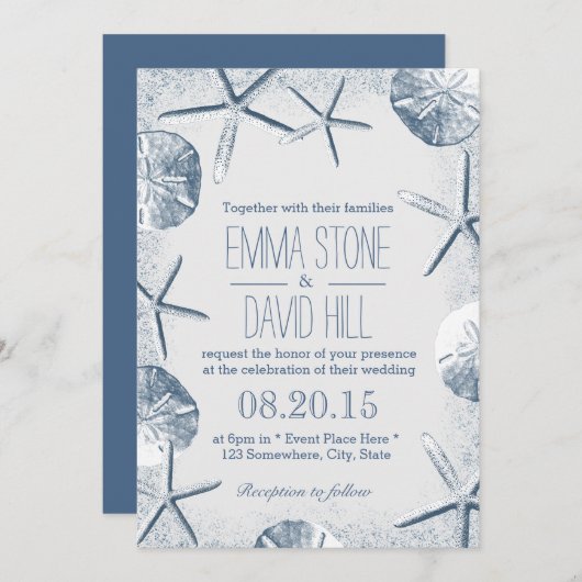Elégant Plage Thème Mariage Invitations (Devant / Derrière)