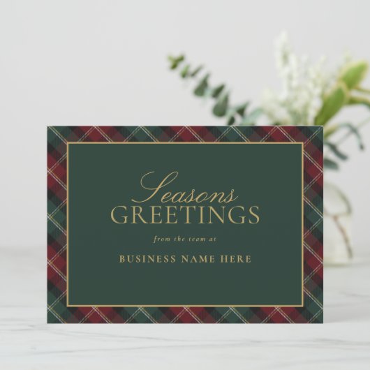 Élégant Plaid Classique Carte de Noël d'Affaires (Debout devant)