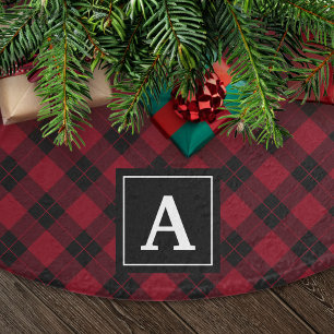 Elegant Plaid Holiday Monogram boomrok Kerstboom Rok