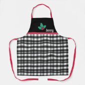 Elegant Plaid Kerst Schort - Zwart & Wit Desi (Voorkant)