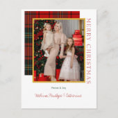 Elegant Plaid Modern Kerstfoto Briefkaart (Voorkant)