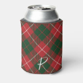 Elegant Plaid Red Green Tartan Monogram Custom Blikjeskoeler (Blikje Achterkant)