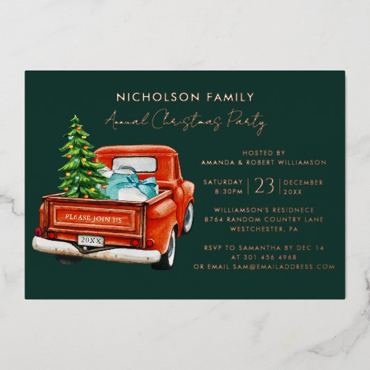 Elegant Plaid Script Christmas Holiday Party Folie Uitnodiging (Voorkant)