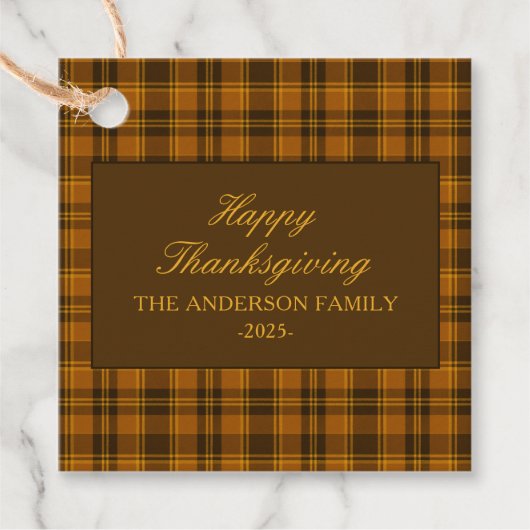 Elegant Plaid Thanksgiving Classic Custom Favor Bedankjes Labels (Voorkant)