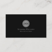 Elegant Plain Black en Grey Chic met Logo Modern Visitekaartje (Voorkant)