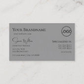 Elegant Plain Black Grey met monogram en Logo Visitekaartje (Achterkant)