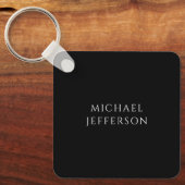 Elegant Plain Black White Personalized Custom Sleutelhanger (Voorkant)