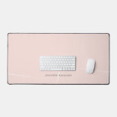 Elegant Plain Blush Pink White Script Monogram Bureaumat (Keyboard & Muis)