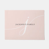 Elegant Plain Blush Pink White Script Monogram Deurmat (Voorkant)