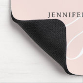 Elegant Plain Blush Pink White Script Monogram Muismat (Hoek)