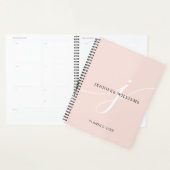 Elegant Plain Blush Pink White Script Monogram Planner (Display)