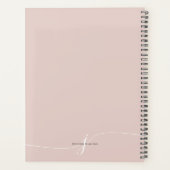 Elegant Plain Blush Pink White Script Monogram Planner (Achterkant)