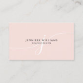 Elegant Plain Blush Roze Script Monogram QR Code Visitekaartje (Voorkant)