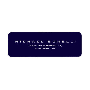 Elegant Plain Dark Blue Return-adreslabel Etiket