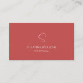 Elegant Plain Indian Red met Monogram Modern Chic Visitekaartje (Voorkant)