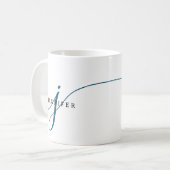 Elegant Plain Navy Blue Script Monogram Koffiemok (Voorkant links)