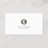 Elegant Plain White en Brown met Monogram Modern Visitekaartje (Voorkant)