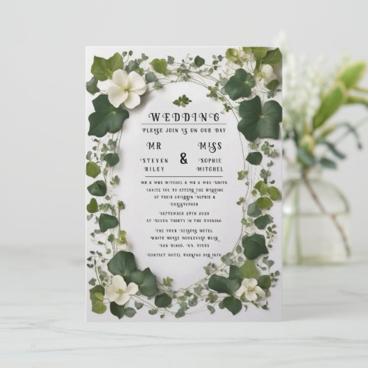 Elégant plan de table de Mariage Ivy et invitation (Debout devant)