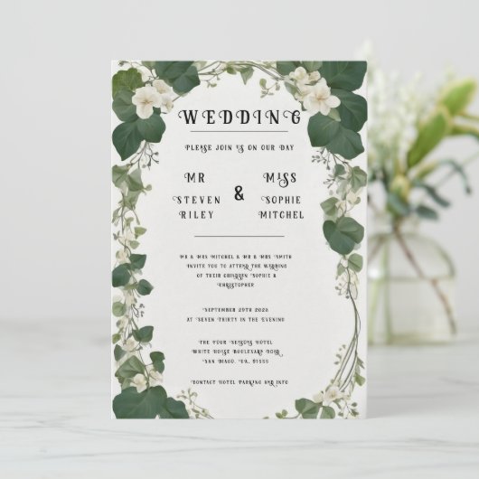 Elégant plan de table de Mariage Ivy et invitation (Debout devant)