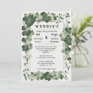Elégant plan de table de Mariage Ivy et invitation