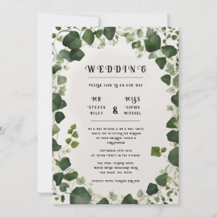 Elégant plan de table de Mariage Ivy et invitation