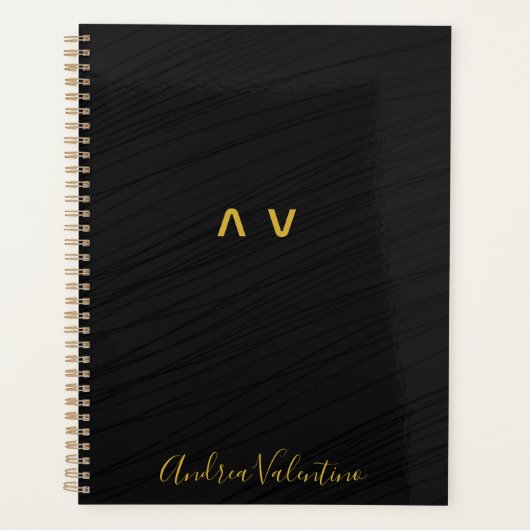 Élégant planificateur quotidien Motif noir (Devant)