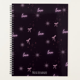 Élégant Planner d'esthétique noire à thème d'amour