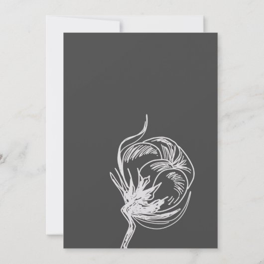 Elégant Plante de coton Faire-part de mariage rust (Dos)