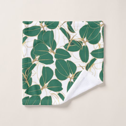 Elégant Plante en caoutchouc vert or Design de feu (Gant de toilette)