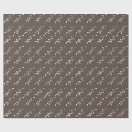 Elegant Planten White Brown Pattern Cadeaupapier (Vlak)