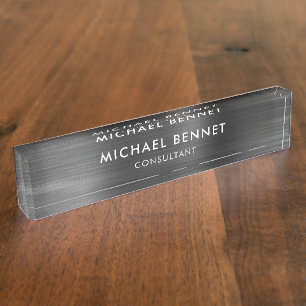 Élégant Plaque de Bureau Professionnel en Métal No