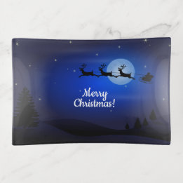 Élégant plateau de Trinket en verre de Noël