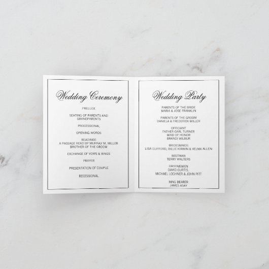 Élégant pliable Programme de mariage fête chronolo (Intérieur)