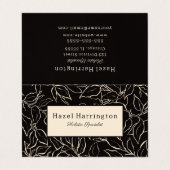 Élégant plié Carte de visite noir blanc Botanique (Extérieur déplié)