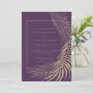 Elegant Plum and Taupe Wedding Invitation Kaart