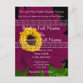 Elegant Plum Gerber Daisy Wedding Invitation Uitnodiging Briefkaart (Voorkant)