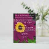 Elegant Plum Gerber Daisy Wedding Invitation Uitnodiging Briefkaart (Staand voorkant)