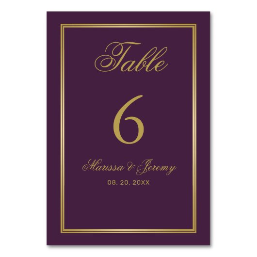 Elegant Plum Gold Script Calligraphy Weddenschap Kaart (Voorkant)