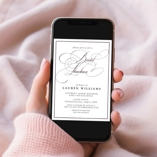 Elegant Plum Paars Calligraphy Bridal Luncheon Kaart