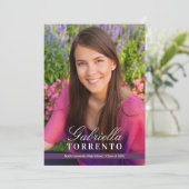 Elegant Plum Paars Custom Photo Graduparty Kaart (Staand voorkant)